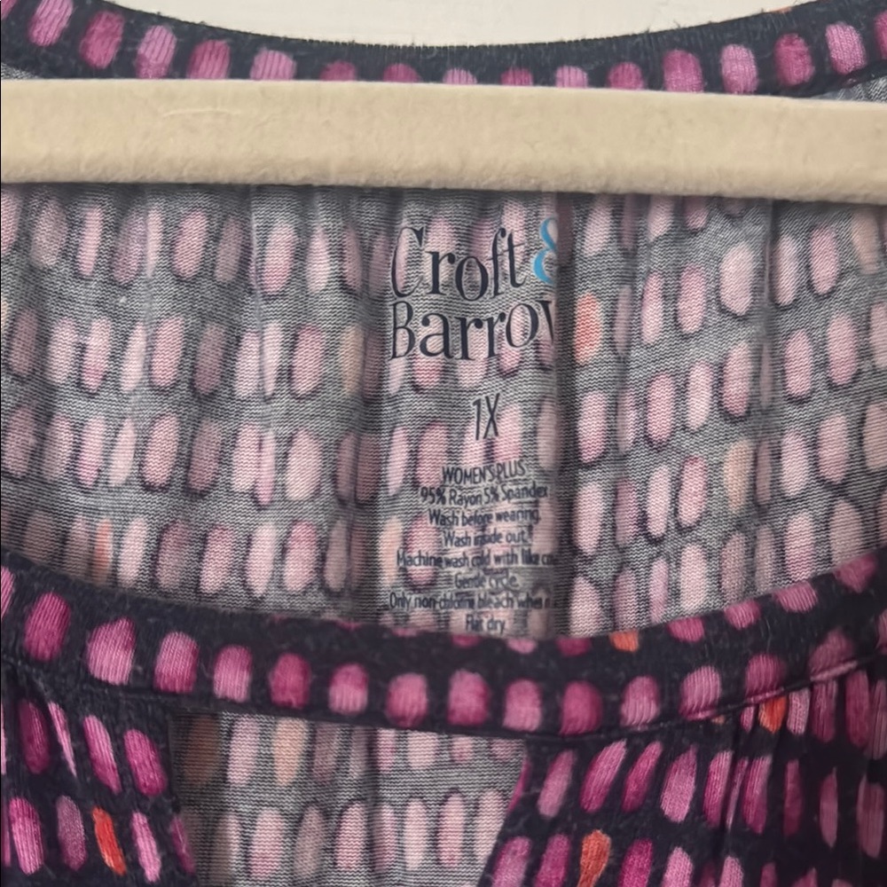 Croft & Barrow Pink and Black Patterned Tank Top - Picture 2 of 2